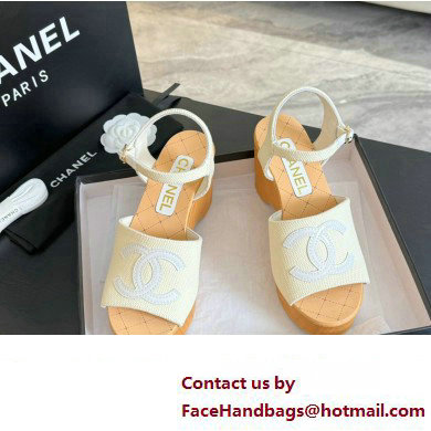 Chanel Fabric  &  Patent Calfskin Sandals G45555 White 2024